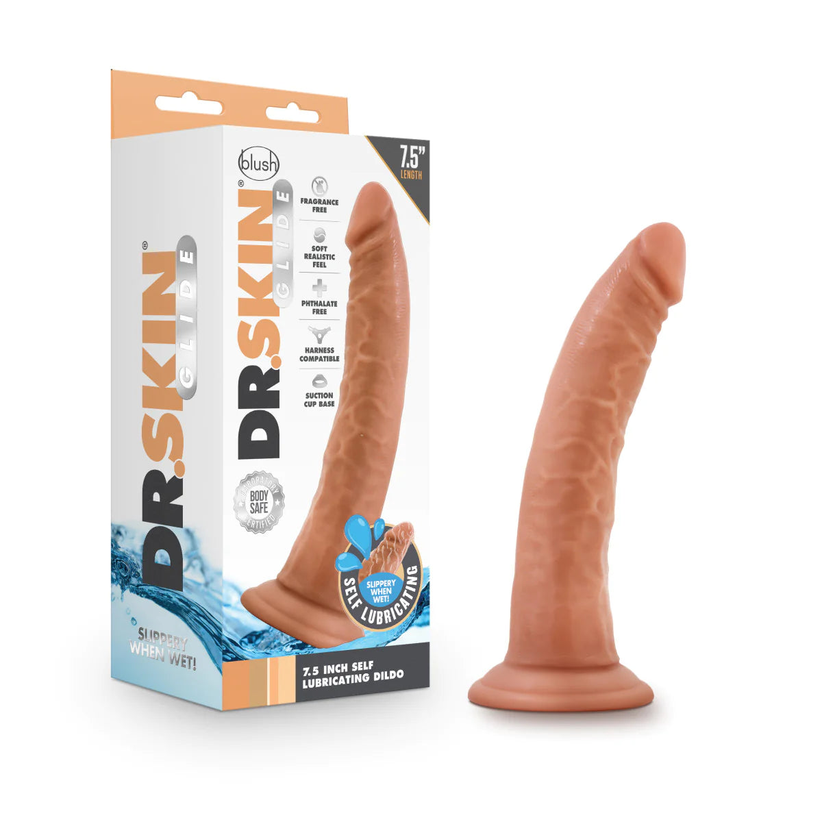 silicone discreet dildo-Dr. Skin Glide Realistic Mocha 7.5-Inch Long Dildo