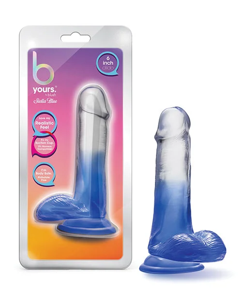 thin thrusting dildo-Blush B Yours 6" Stella Blue Dildo - Blue