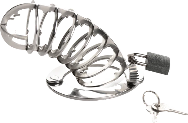 cock ring material guide-Stainless Steel Spiked Chastity Cage