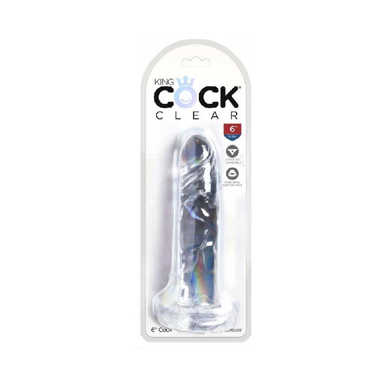 stainless steel dildo-King Cock Clear 6 in. Cock Realistic Dildo With Suction Cup