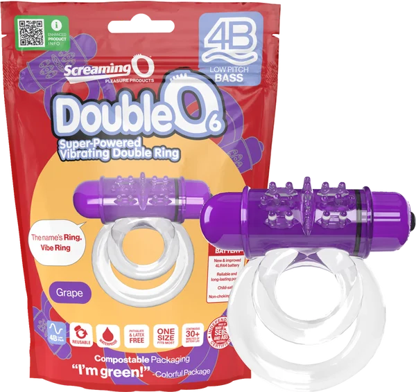 cock ring for couple joy-Double O 6 4B Low Pitch Bass (Grape)