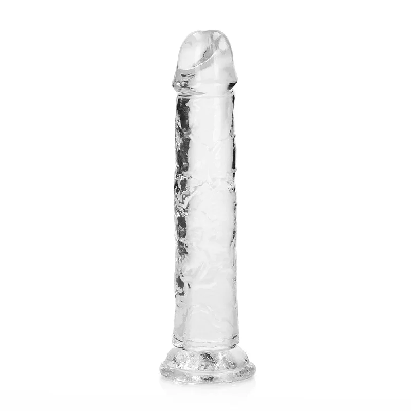 realistic curved dildo-RealRock Crystal Clear Straight 7 in. Dildo Without Balls Clear