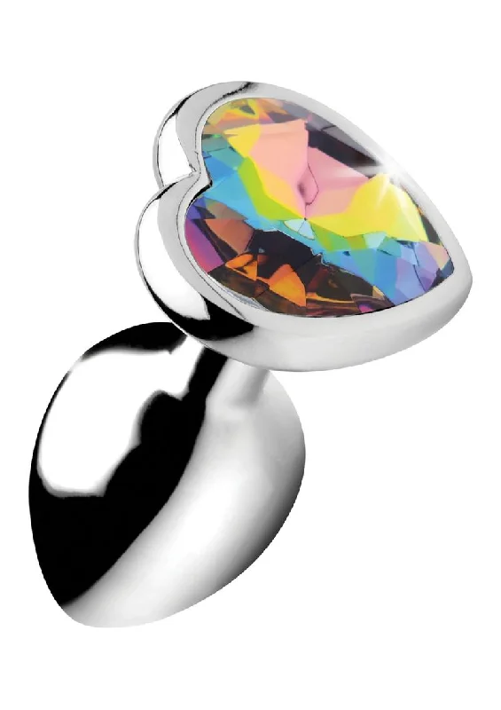 Anal toys with ergonomic shape-Booty Sparks Rainbow Prism Heart Anal Plug