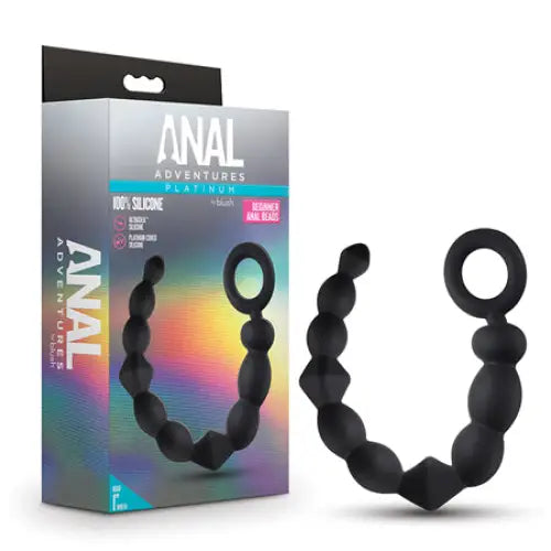 Anal toys for discreet purchase-Blush Anal Adventures Platinum Silicone Beginner Anal Beads Black