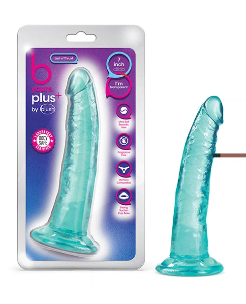 purple textured dildo-Blush B Yours Plus 7" Lust n' Thrust Dildo - Teal