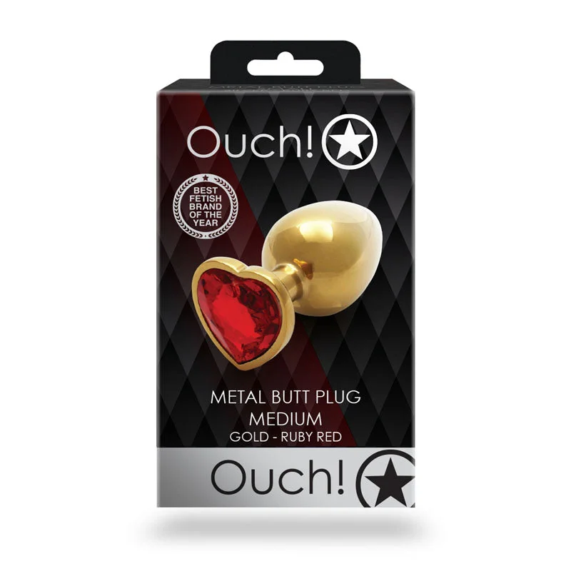 Anal toys for advanced users-OUCH! Heart Gem Gold Butt Plug - Medium