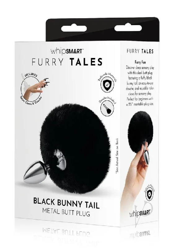 Anal toys with easy controls-Whipsmart Fluffy Bunny Tail 2.5 Blk