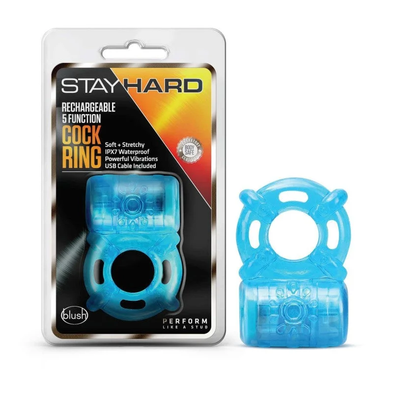 cock ring for couple pleasure-Stay Hard Rechargeable 5 Function Cock Ring-(bl-31902)