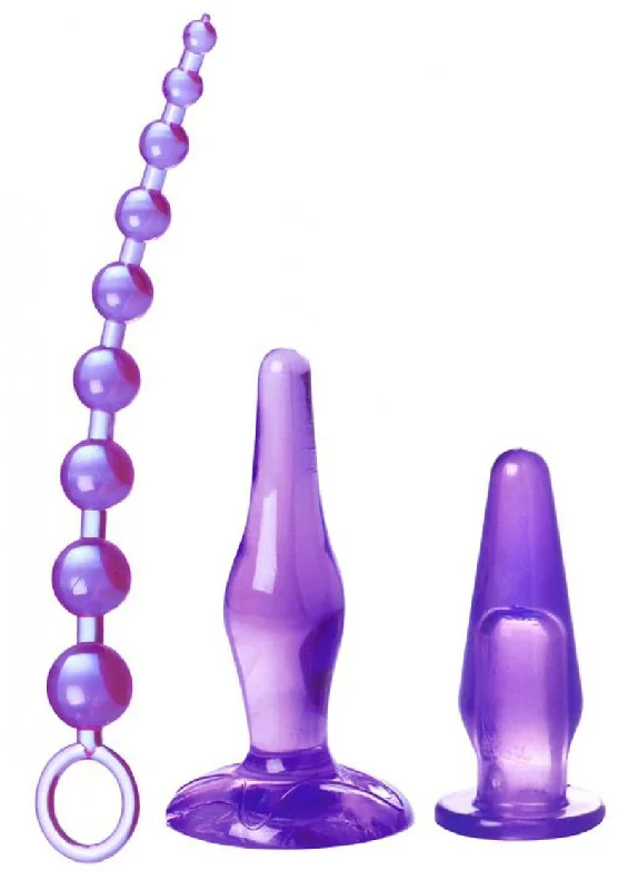 Anal toys for soft massage-Trinity Vibes Amethyst Adventure 3 Piece Anal Toy Kit