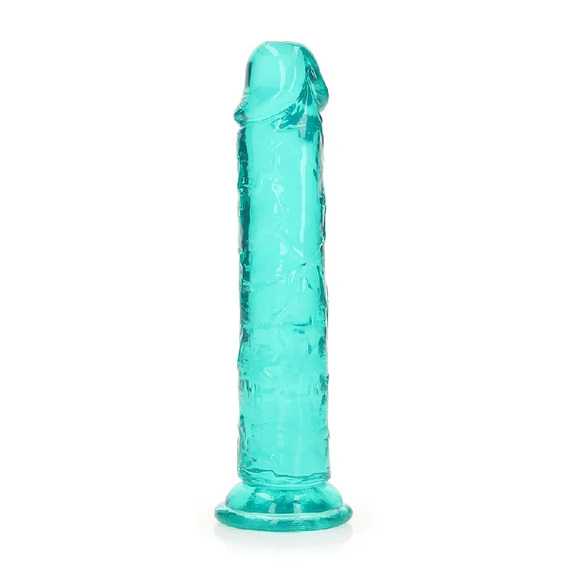 green thin dildo-RealRock Crystal Clear Straight 7 in. Dildo Without Balls Turquoise