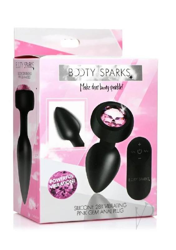 Anal toys with plush surface-Booty Sparks Pink Gem Plug W/remote Sm