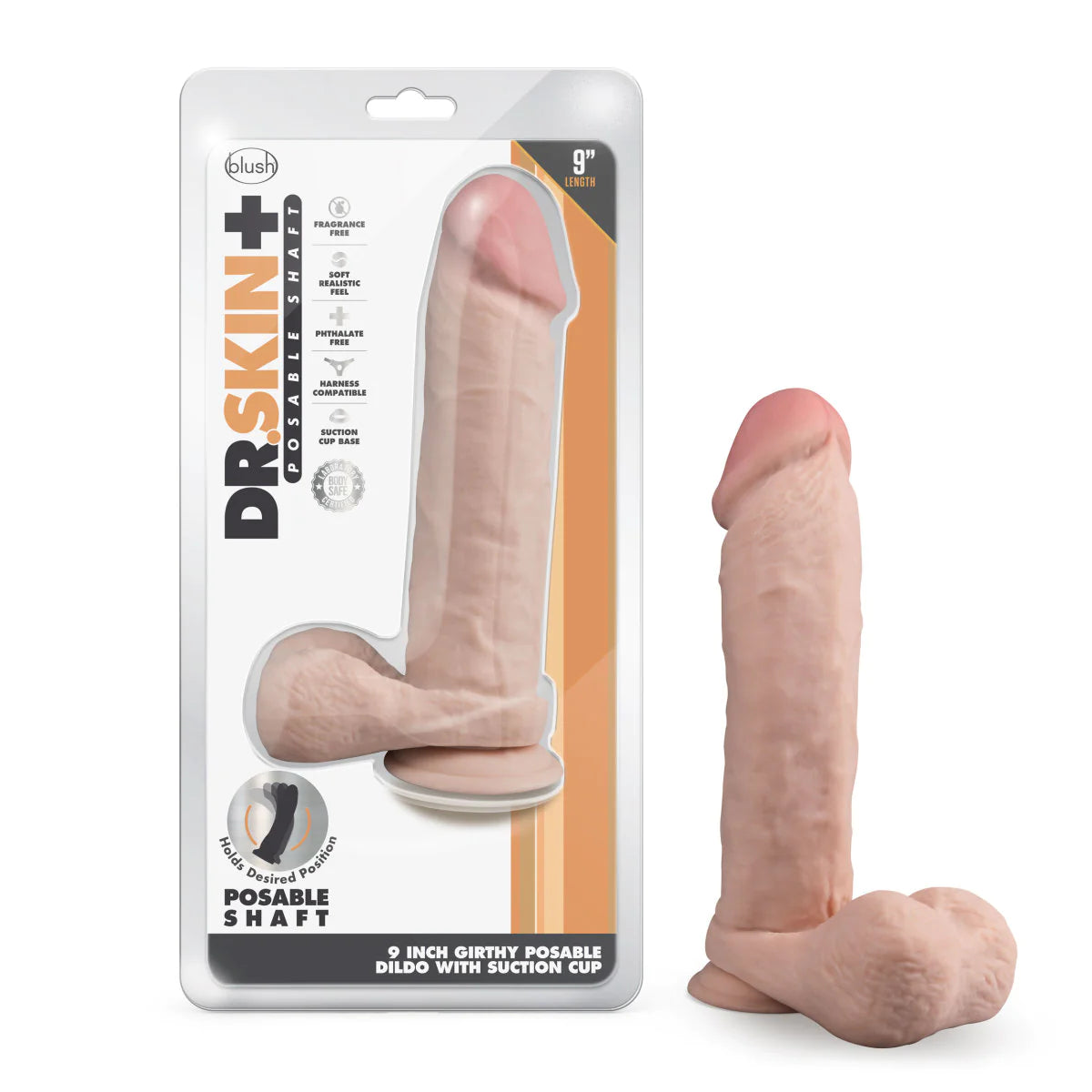 purple eco-friendly dildo-Dr. Skin Plus Realistic Vanilla 9-Inch Long Dildo