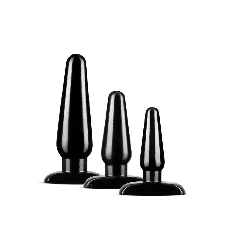 Anal toys with hushed vibrations-Anal Adventures - Basic Plug Kit - Black