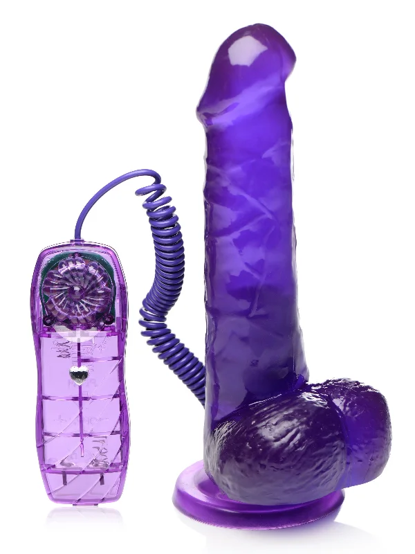 green glow-in-the-dark dildo-7.5 Inch Suction Cup Vibrating Dildo - Purple