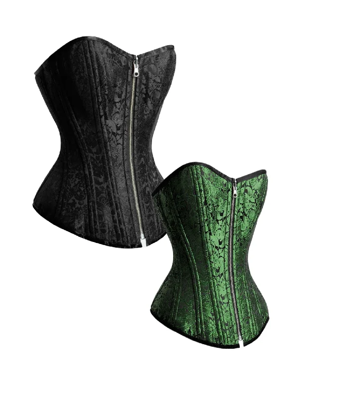 corset dress for evening-Black/ green Reversible Overbust Waist Training Corset