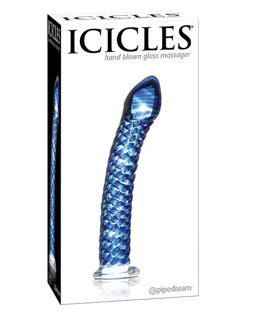 thick smooth dildo-Icicles No. 29 Hand Blown Glass - Clear w/Ridges