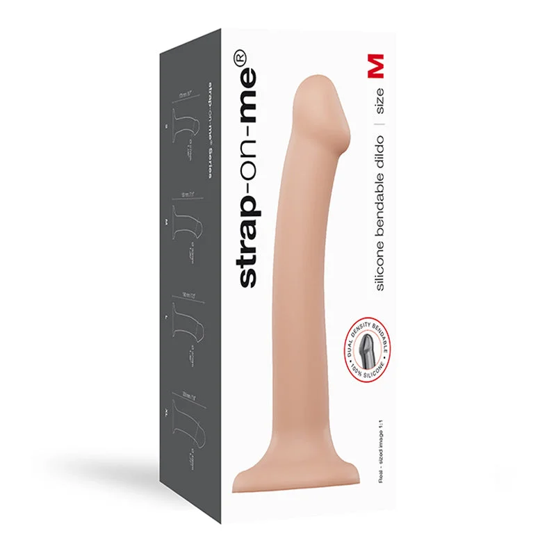 noisy dildo-Strap-On-Me Bendable Dual-Density Silicone Suction Cup Dildo Vanilla M