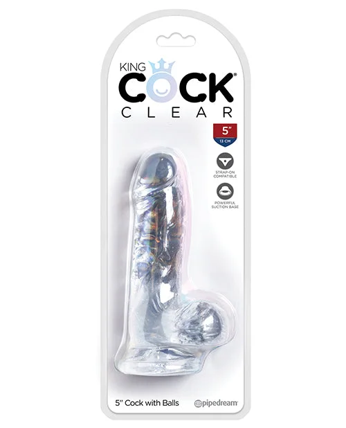 thick eco-friendly dildo-King Cock Clear 5" Cock w/Balls