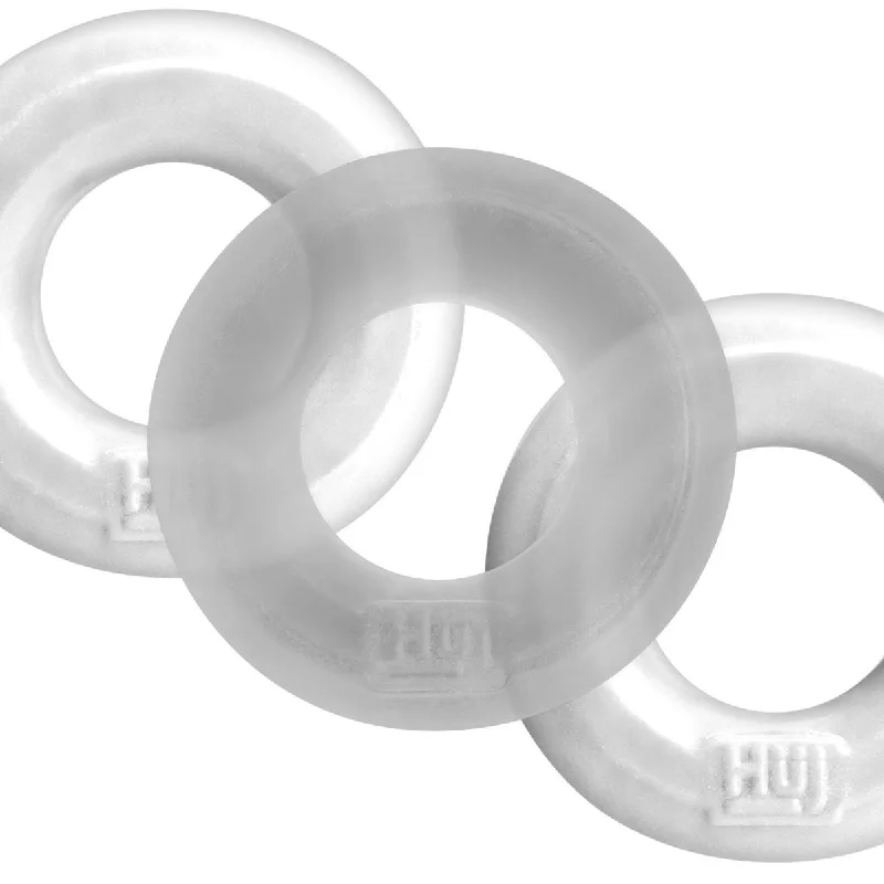 cock ring material safety-Hunkyjunk HUJ3 Cock Ring 3 Pack White Ice