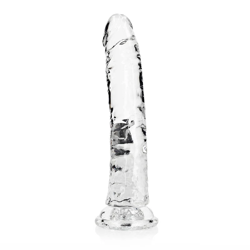 textured silicone dildo-RealRock Crystal Clear Slim 9 in. Dildo Clear