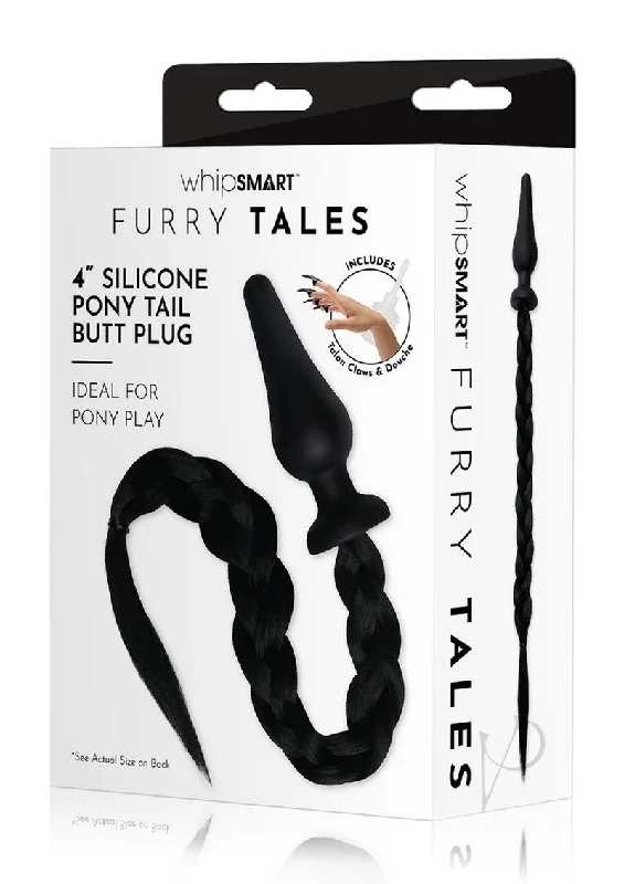 Anal toys for erotic gifts-Whipsmart Silicone Plug 4 Pony Tail Blk