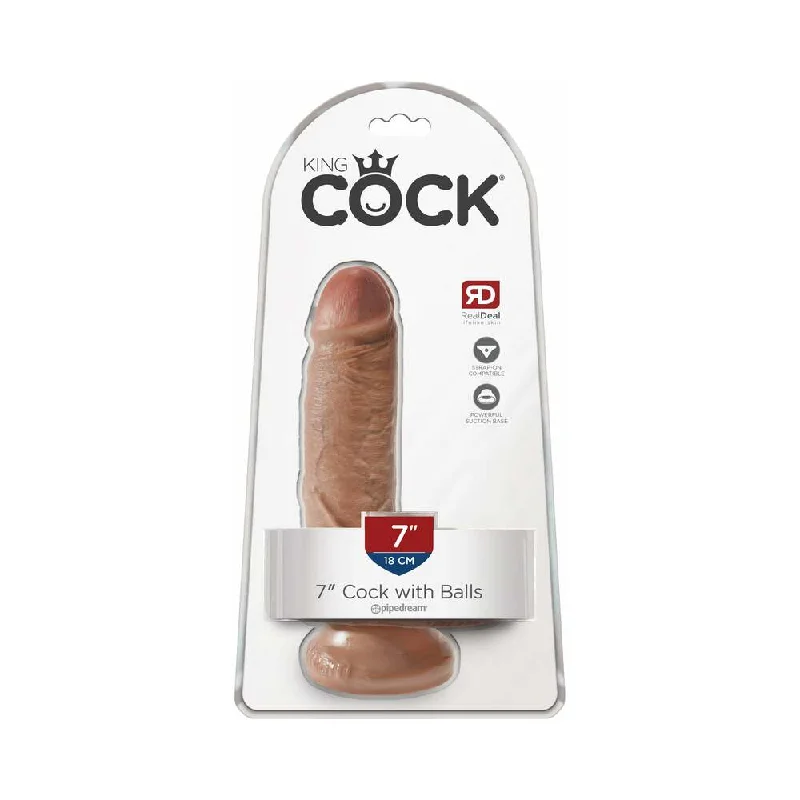 black soft dildo-King Cock 7 in. Cock With Balls Realistic Suction Cup Dildo Tan