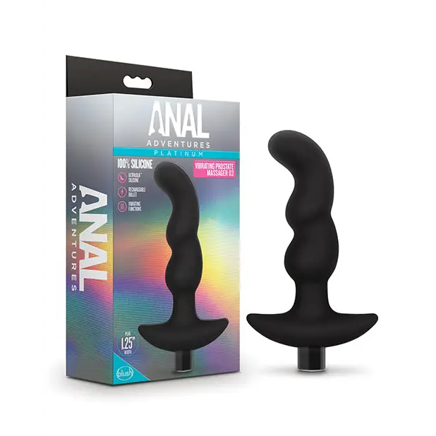 Anal toys for silent enjoyment-Blush Anal Adventures Platinum Silicone Rechargeable Vibrating Prostate Massager 03