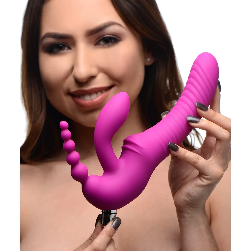 remote control dildo-Regal Rider Vibrating Silicone Strapless Strap On Triple G Dildo