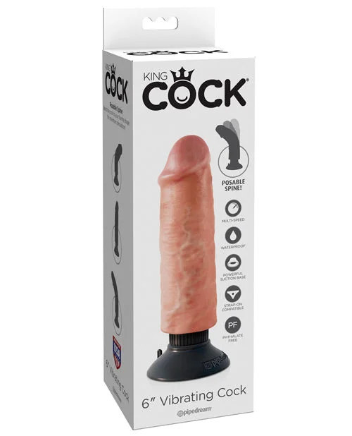 glass discreet dildo-King Cock 6" Vibrating Cock - Flesh