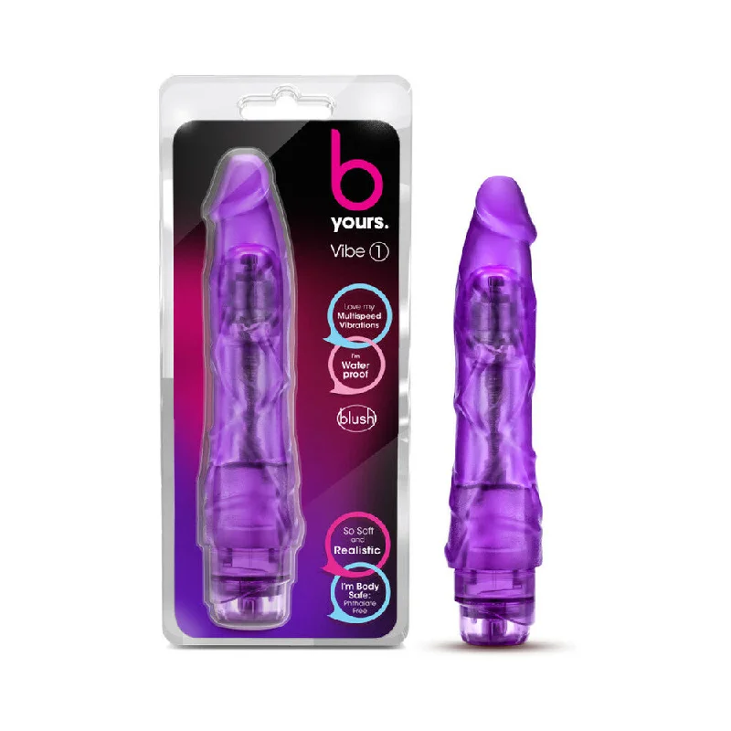 curved metal dildo-B Yours Vibe 1 Realistic 9 in. Vibrating Dildo Purple