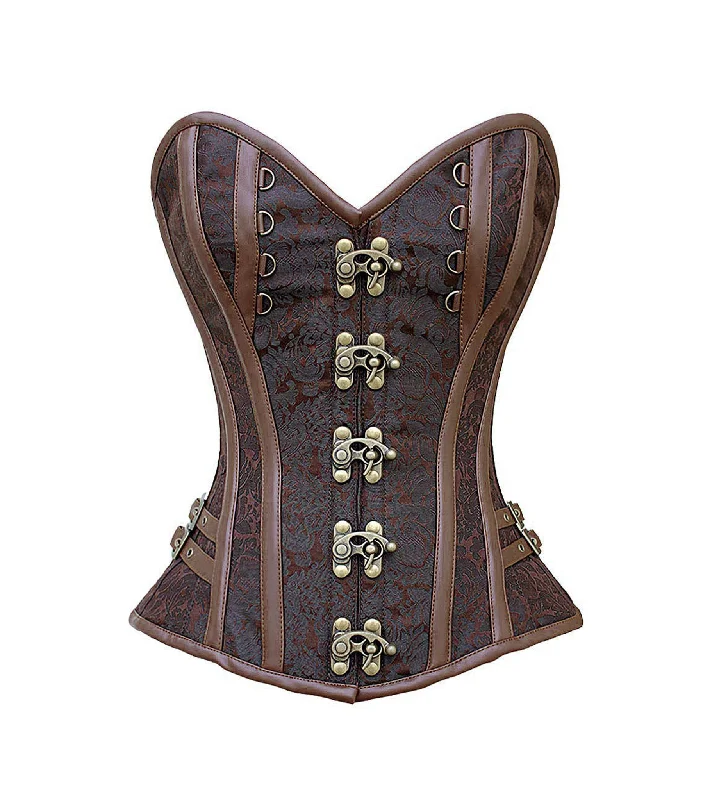 corset dress for engagement-Brown  Broade Overbust Corset