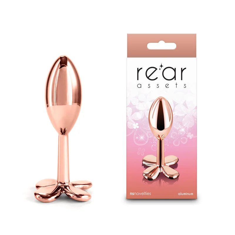 Anal toys with fine touch-Rear Assets Clover Butt Plug - Rose Gold