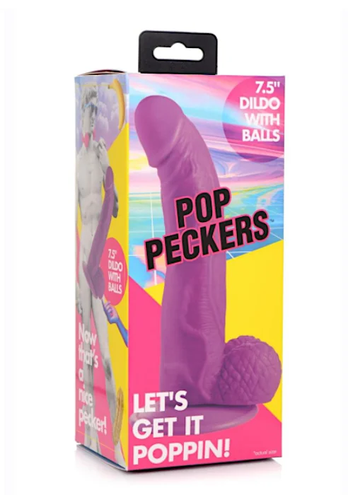 silicone pink dildo-Pop Pecker 7.25" Dildo -Purple