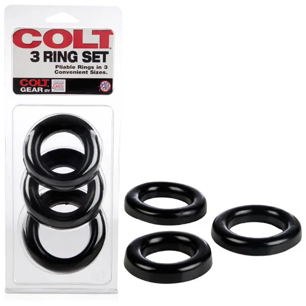 cock ring with sleek look-Colt 3 Ring Set - Black Pliable Cock Rings - Set of 3 Sizes