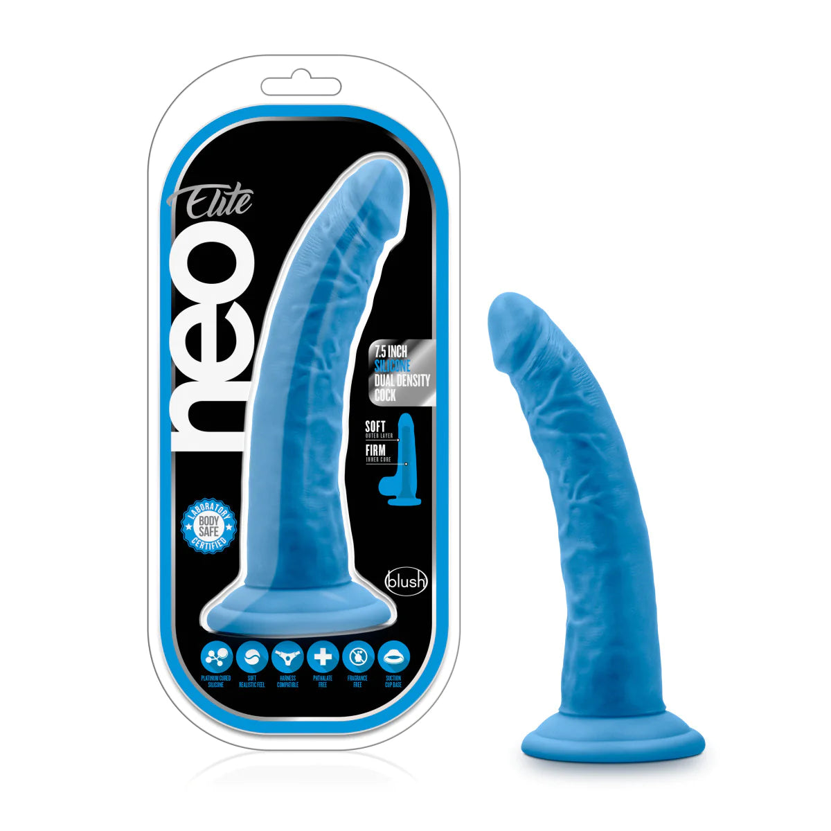 silicone premium dildo-Neon Blue 7.5-Inch Long Dildo