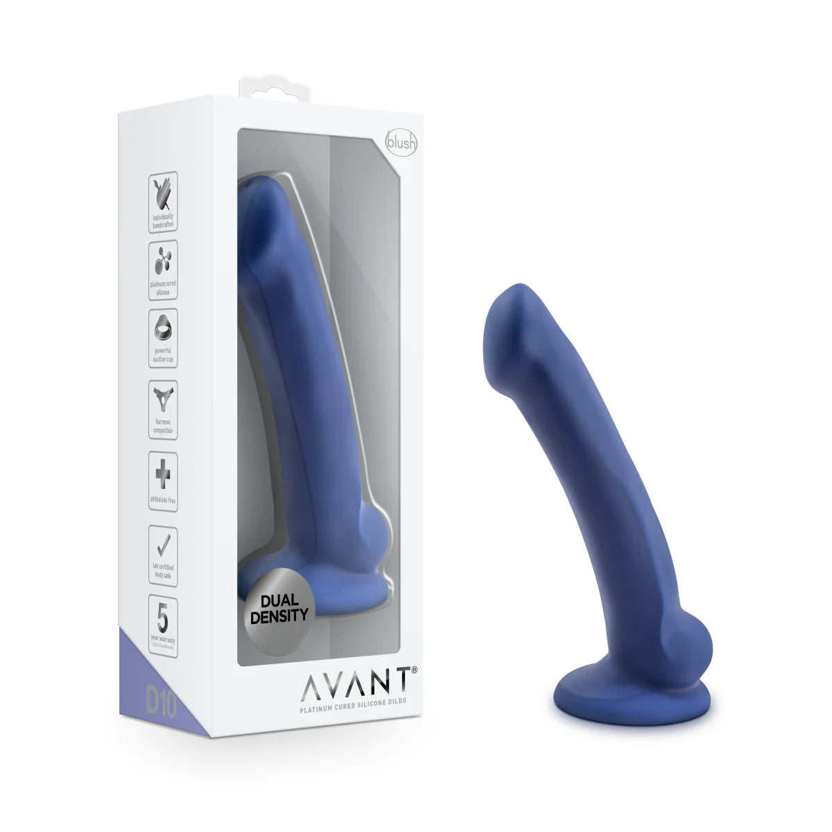 smooth thin dildo-Avant Ergo Mini Indigo D10 Artisan 7 Inch Thin Dildo with Suction Cup Base