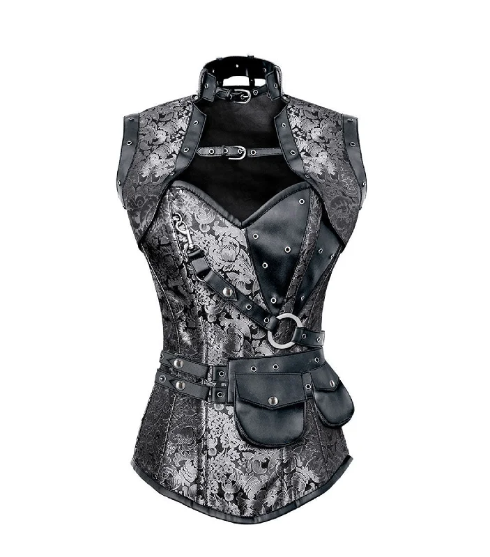 corset for hourglass shape-Silver Overbust Corset