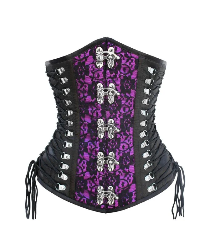 corset with shimmer finish-Black/Purple Waist Reducing Underbust Corset