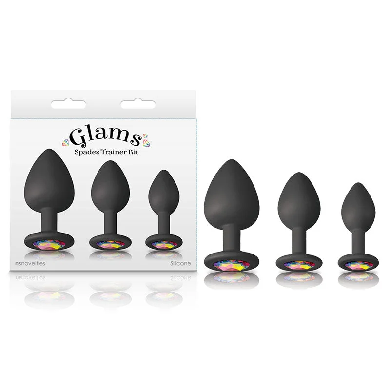 Anal toys with easy cleanup-Glams Spades Black Butt Plug Trainer Kit