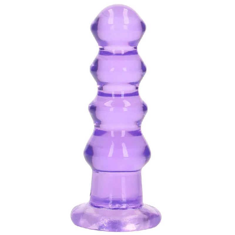 green rubber dildo-RealRock Crystal Clear Jelly 5.5 Inch Curvy Dildo in Purple