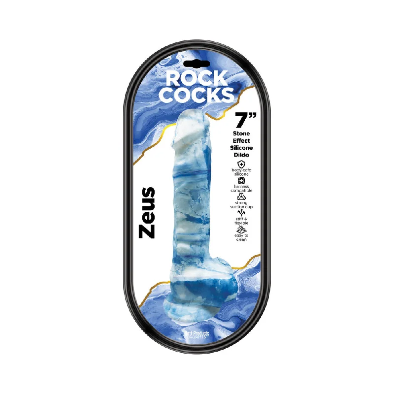 thin pink dildo-Rock Cocks Zeus Marble Silicone Dildo 7 in.