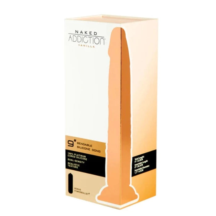 thin textured dildo-Naked Addiction 9” Bendable Dong