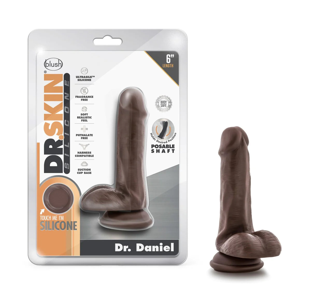 realistic eco-friendly dildo-Dr. Skin Silicone Dr. Daniel Realistic Chocolate 6.5-Inch Long Dildo