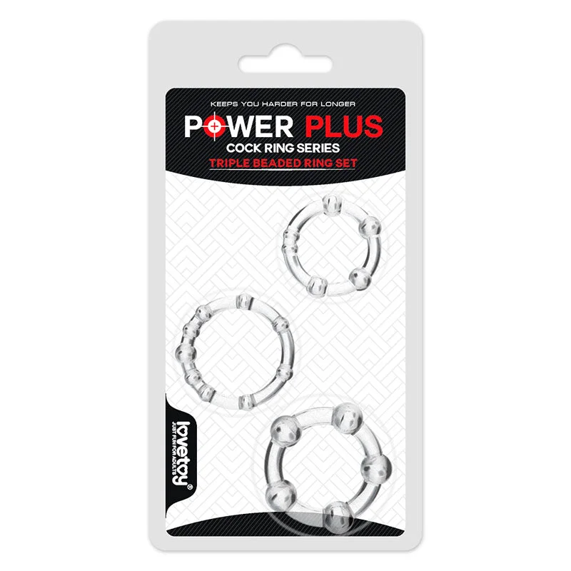 cock ring for extended wear-Power Plus Triple Beaded Ring Set-(lv343002)