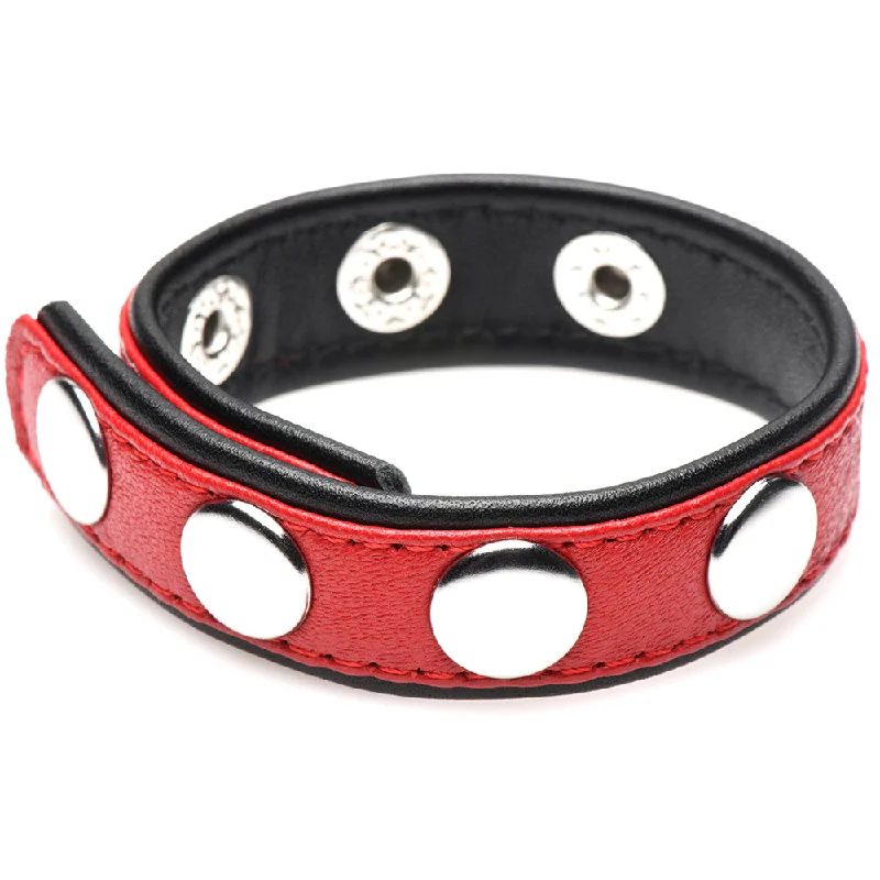 luxury cock ring collections-Strict Cock Gear Leather Snap Cock Ring in Red