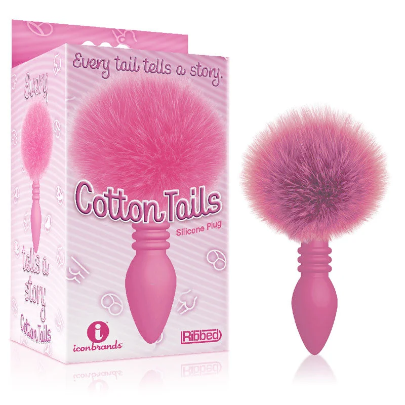 Anal toys with portable size-The 9's Cottontails Butt Plug, Ribbed Pink