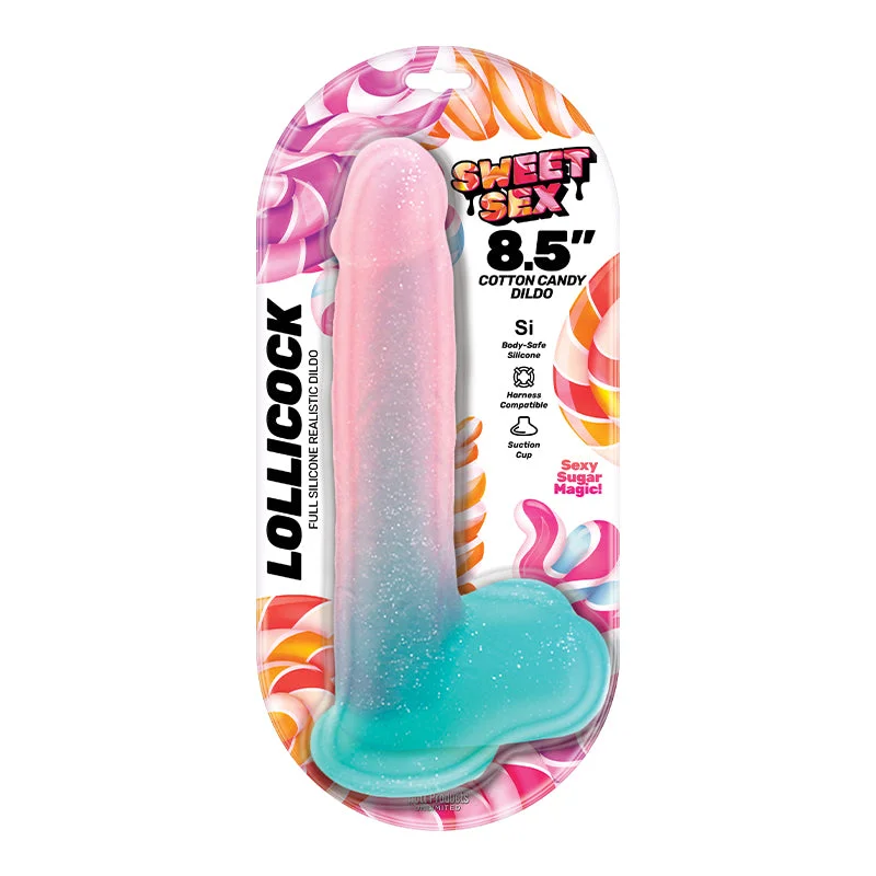 black rubber dildo-Sweet Sex Lollicock Dildo With Suction Cup Cotton Candy 8.5 in