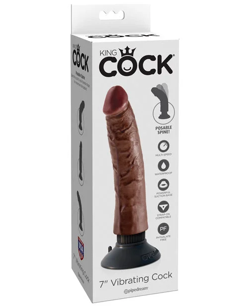 green textured dildo-King Cock 7" Vibrating Cock - Brown