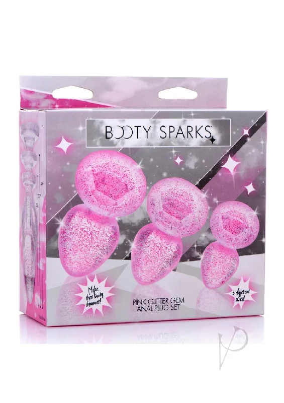 Anal toys for beginner joy-Booty Sparks Glitter Gem Plug Set Pink