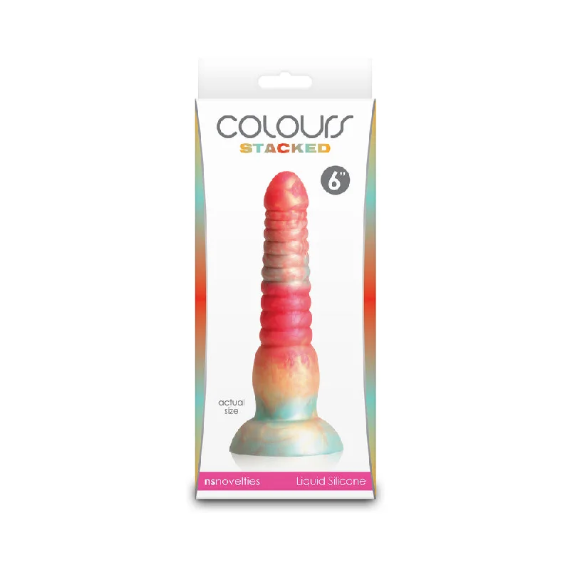 smooth thrusting dildo-Colours Stacked 6 in. Dildo Red/Gold